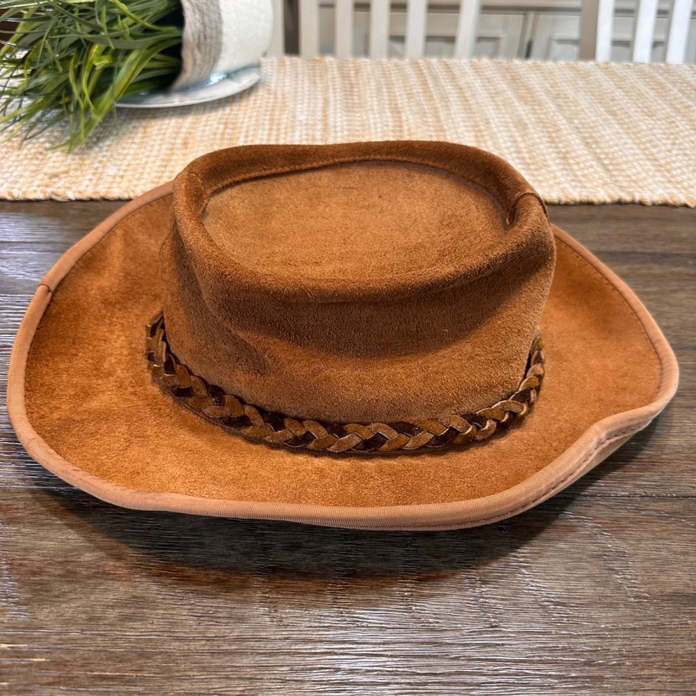 VTG Skully's by Henschel St. Louis Brown Suede Leather Cowboy Hat Large USA - Picture 3 of 11
